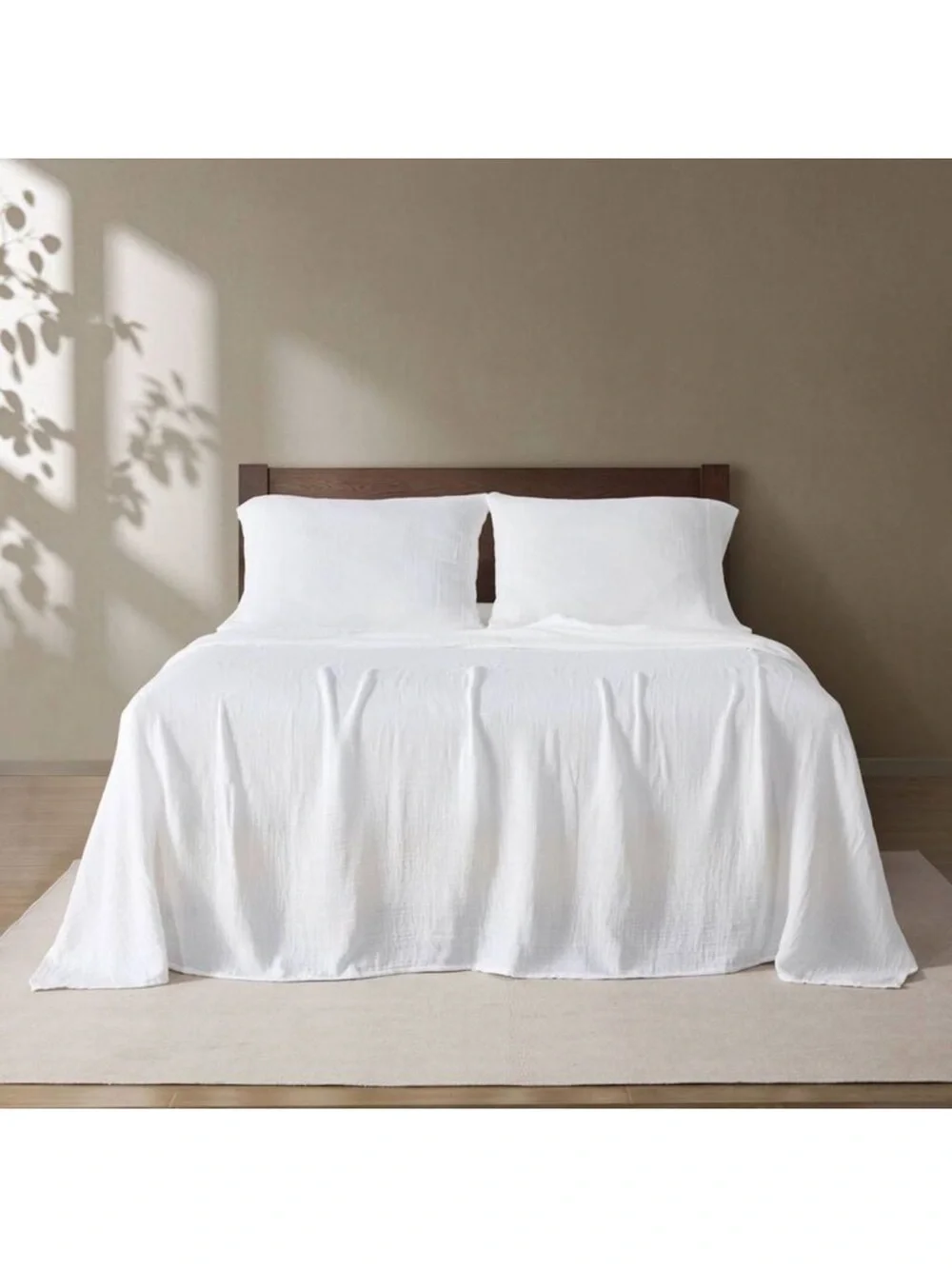 Classic White Cotton Sheet Set - Breathable Everyday Bedding Queen